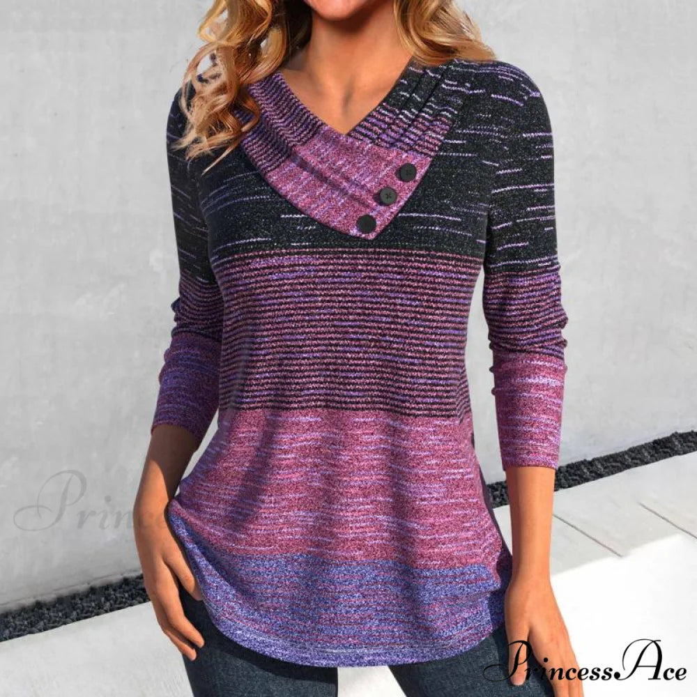 in Retro Blouse Striped Vibrant Colors