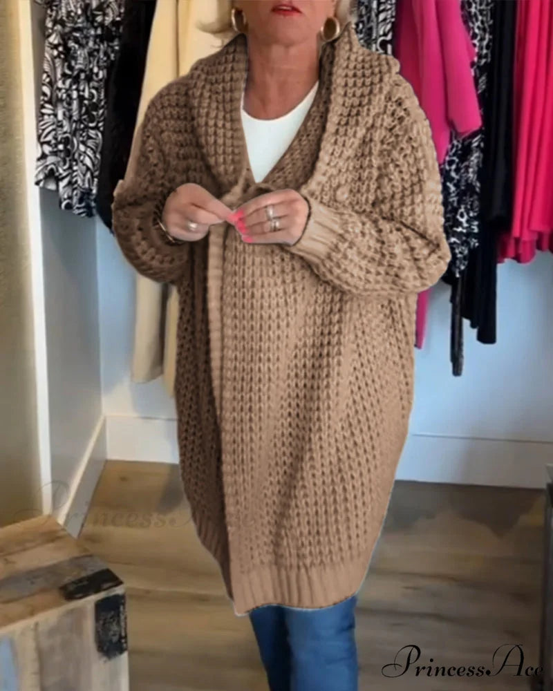 in solid Cardigan a color Brown / S