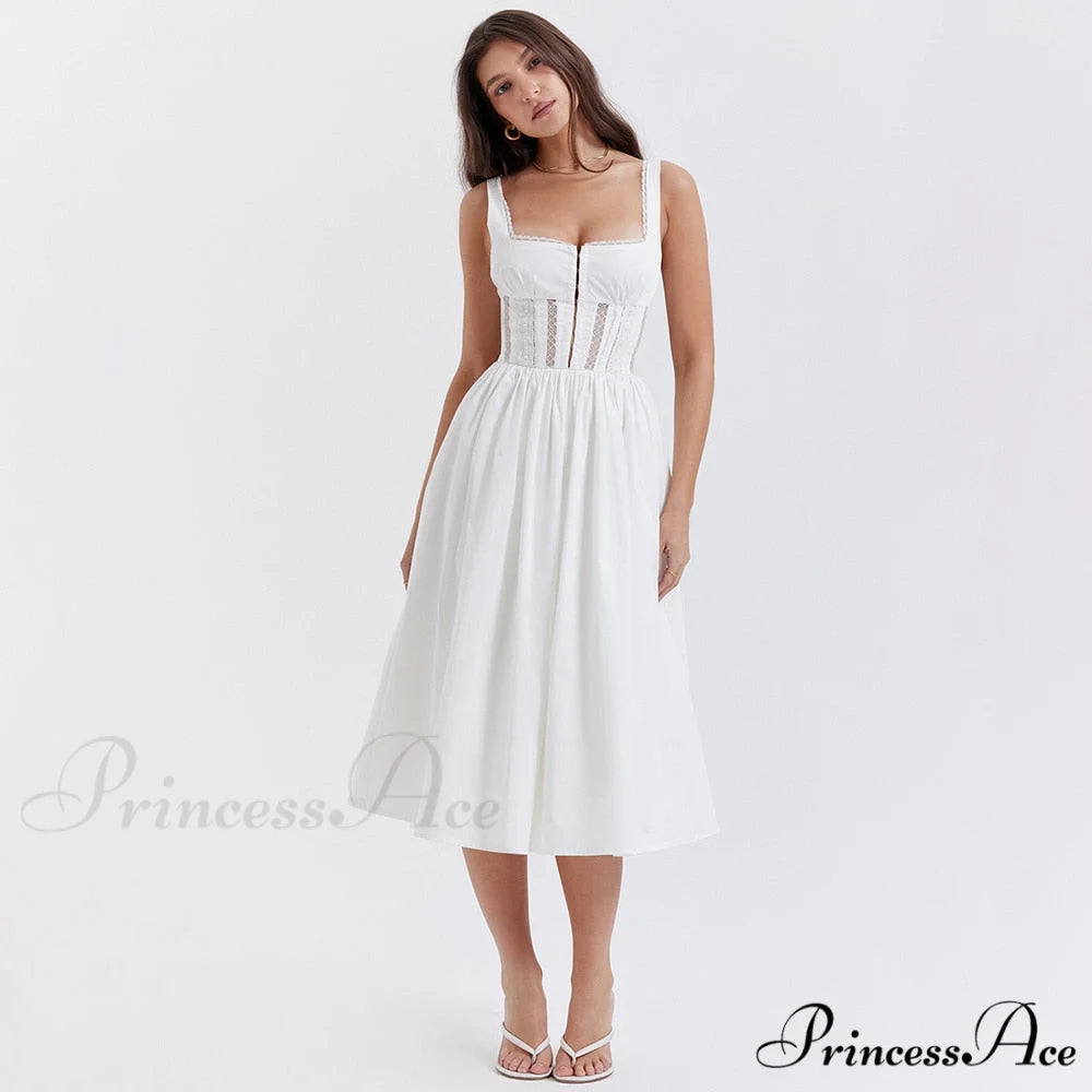 In the Clouds Charming Corset Bustier Midi Dress White / L