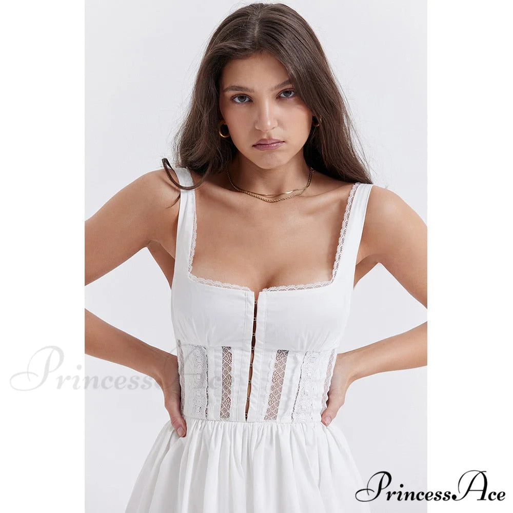 In the Clouds Charming Corset Bustier Midi Dress White / M