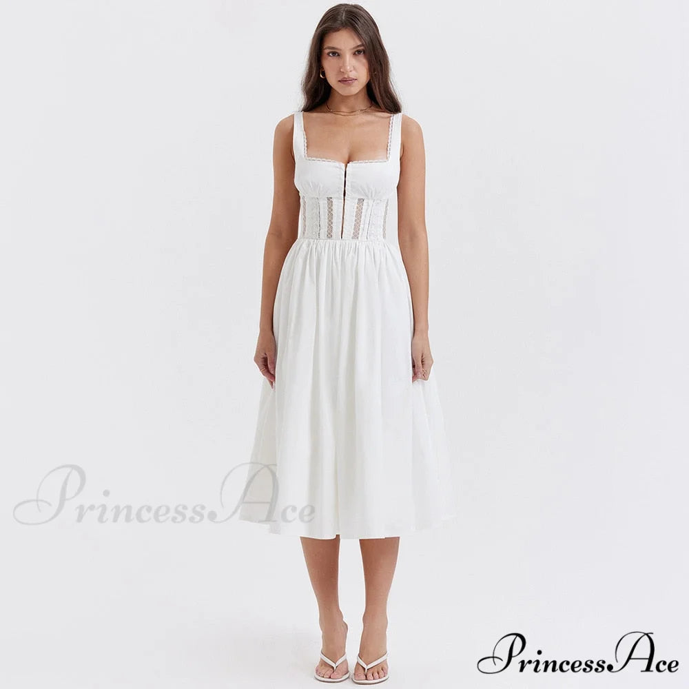 In the Clouds Charming Corset Bustier Midi Dress White / S