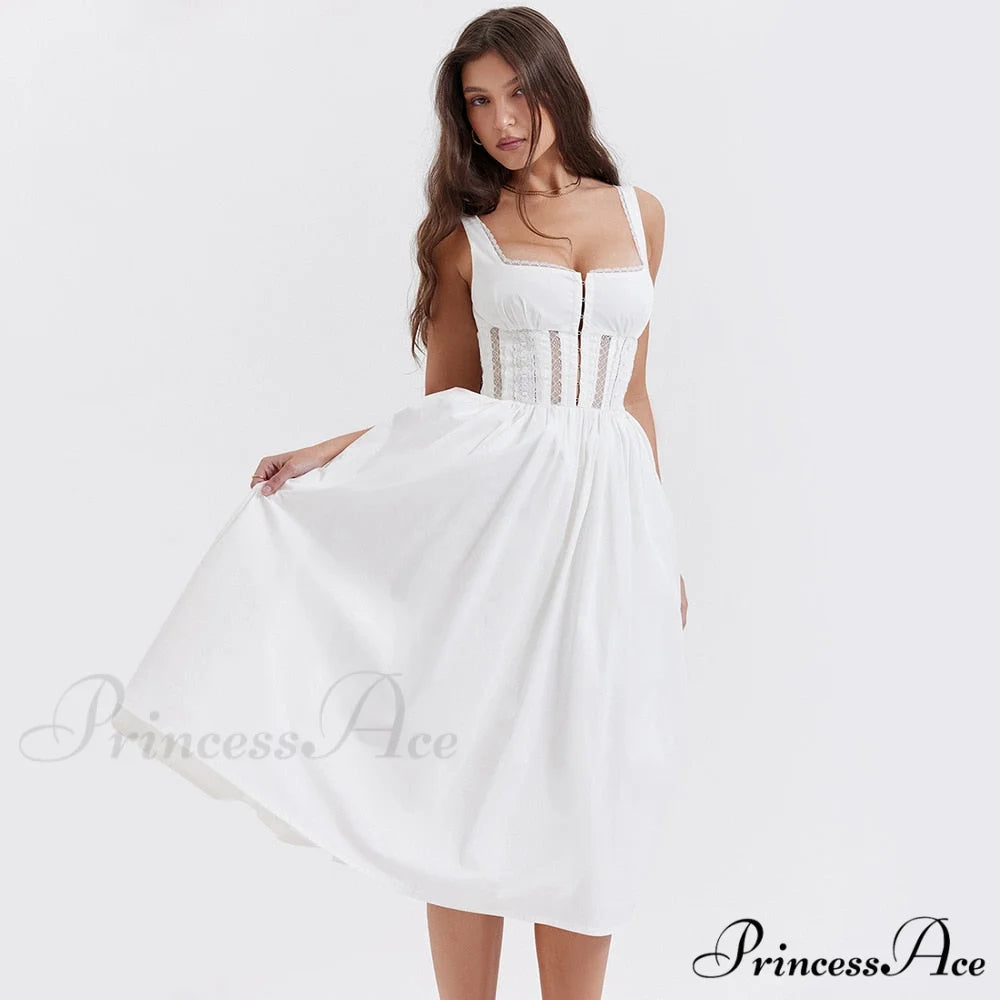 In the Clouds Charming Corset Bustier Midi Dress White / XS