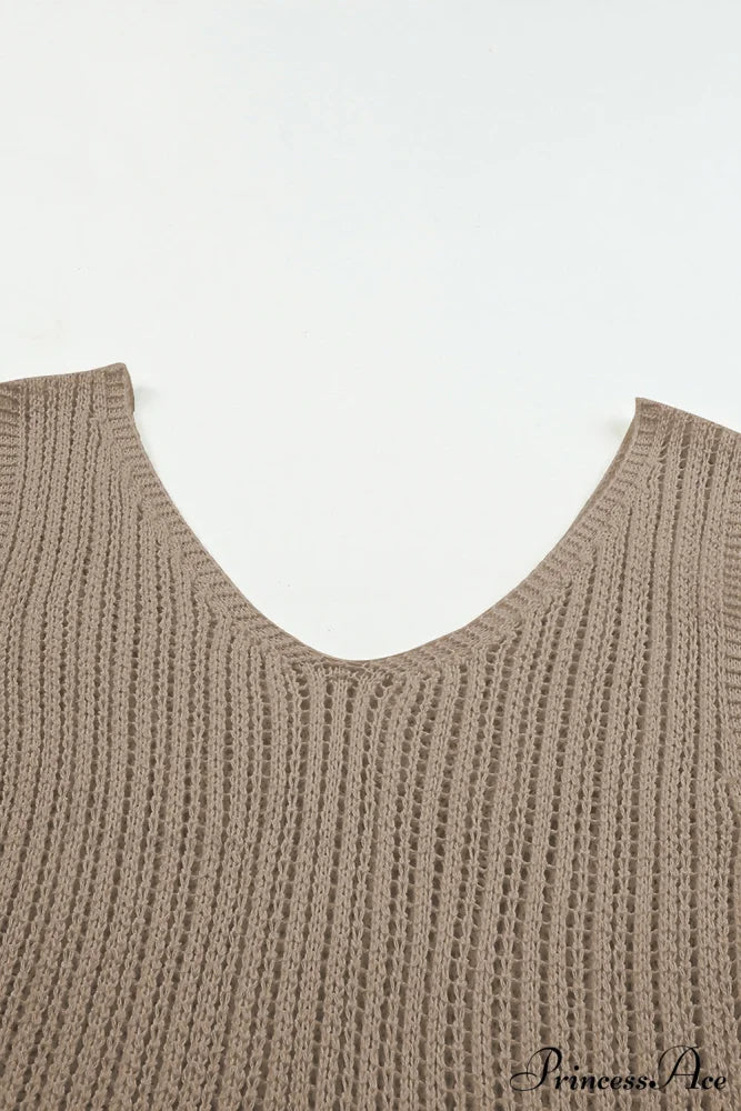 in V Knit Top Neck Tank Khaki