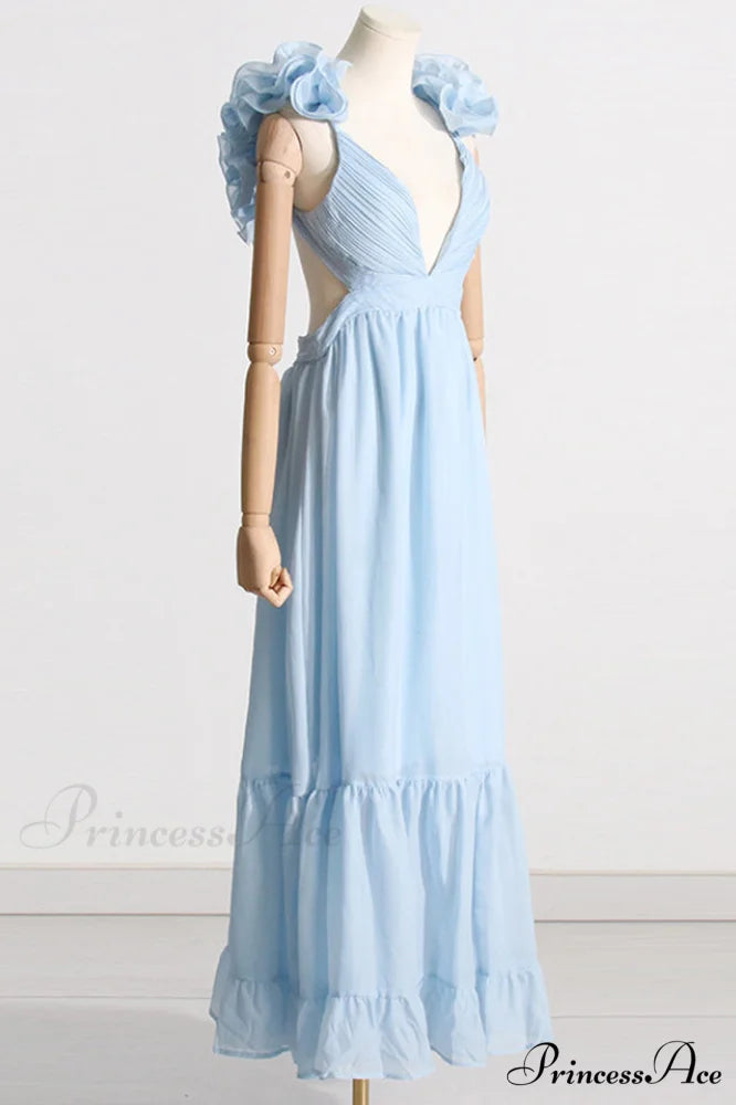 Indy Elegant Chiffon Dress M / Pink