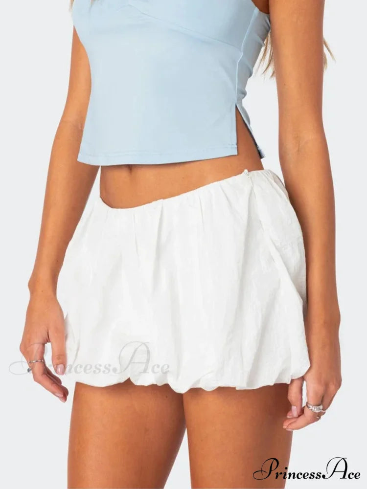 Inflated Tiered Gathered Skirt WHITE / S skirts-250223