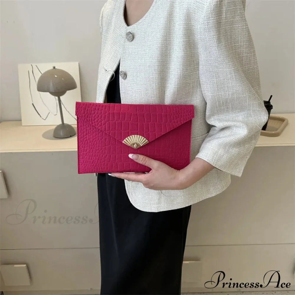 Informal Basic Felt Envelope Clutch Wristlet wristlet-250126