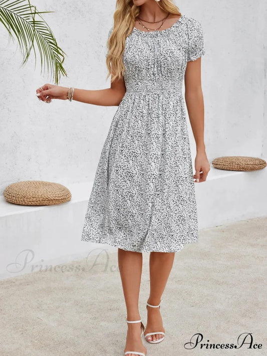 Informal Bohemian Seaside Flower Dress WHITE / S oldfloraldress-250126