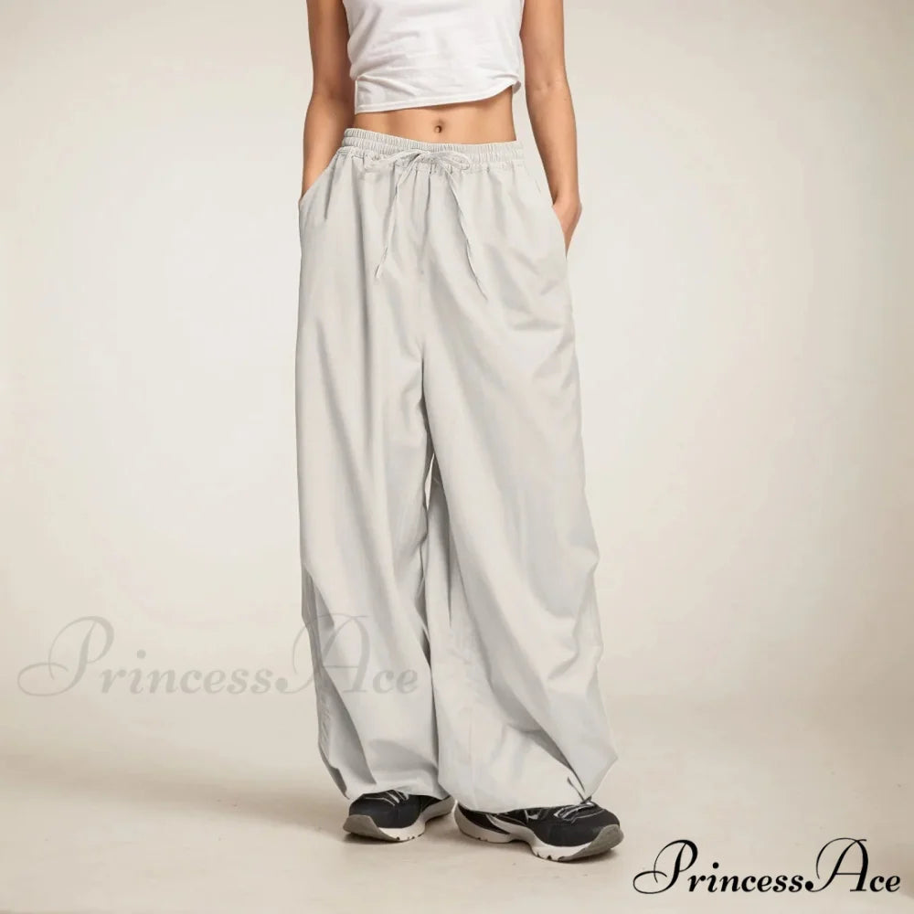 Informal Broad Leg Sweatpants with Pockets Grey / S pants-241228