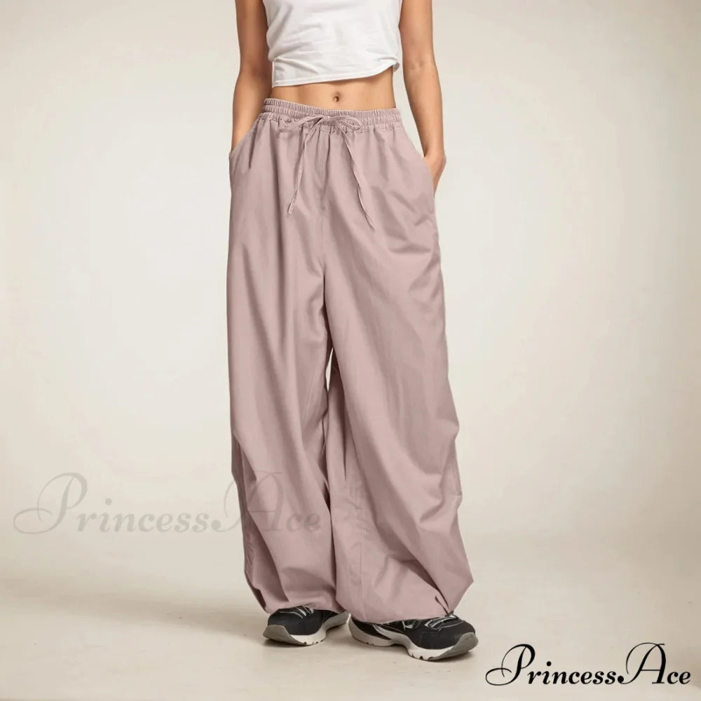 Informal Broad Leg Sweatpants with Pockets Purple / S pants-241228