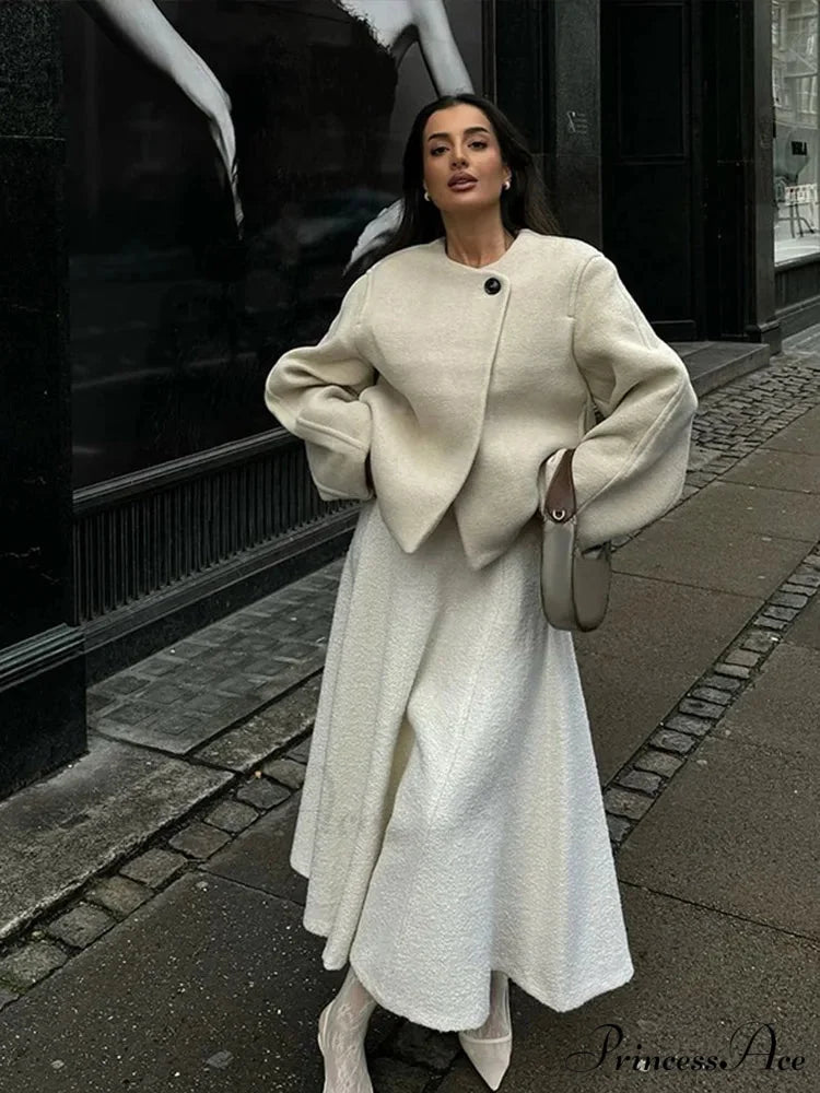 Informal Circular Neck Baggy Woolen Overcoat overcoats-241228