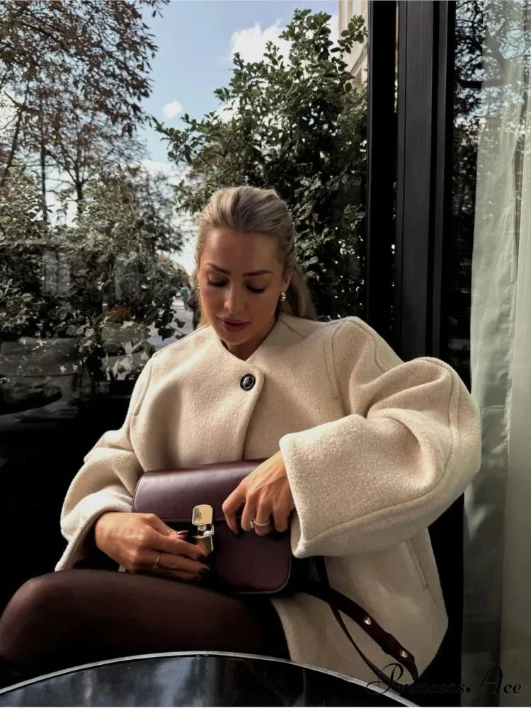 Informal Circular Neck Baggy Woolen Overcoat overcoats-241228