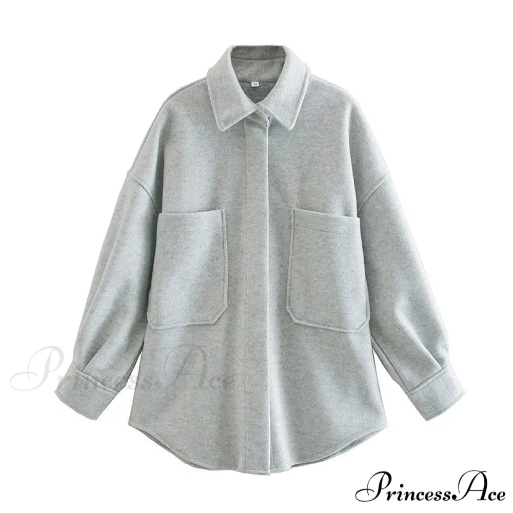 Informal Dromedary Woolen Baggy Overcoat Gray / S overcoats-241228