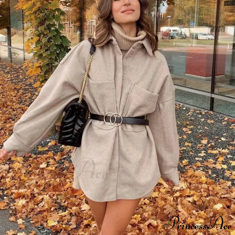 Informal Dromedary Woolen Baggy Overcoat overcoats-241228