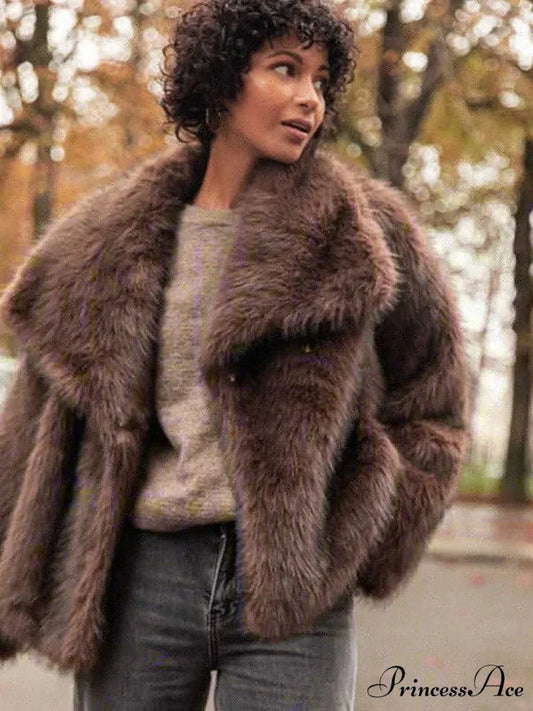 Informal Enlarge Cozy Jacket Brown / S coats-241228