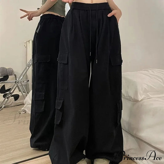 Informal Harajuku 2000s Cargo Trousers Black / S pants-241228