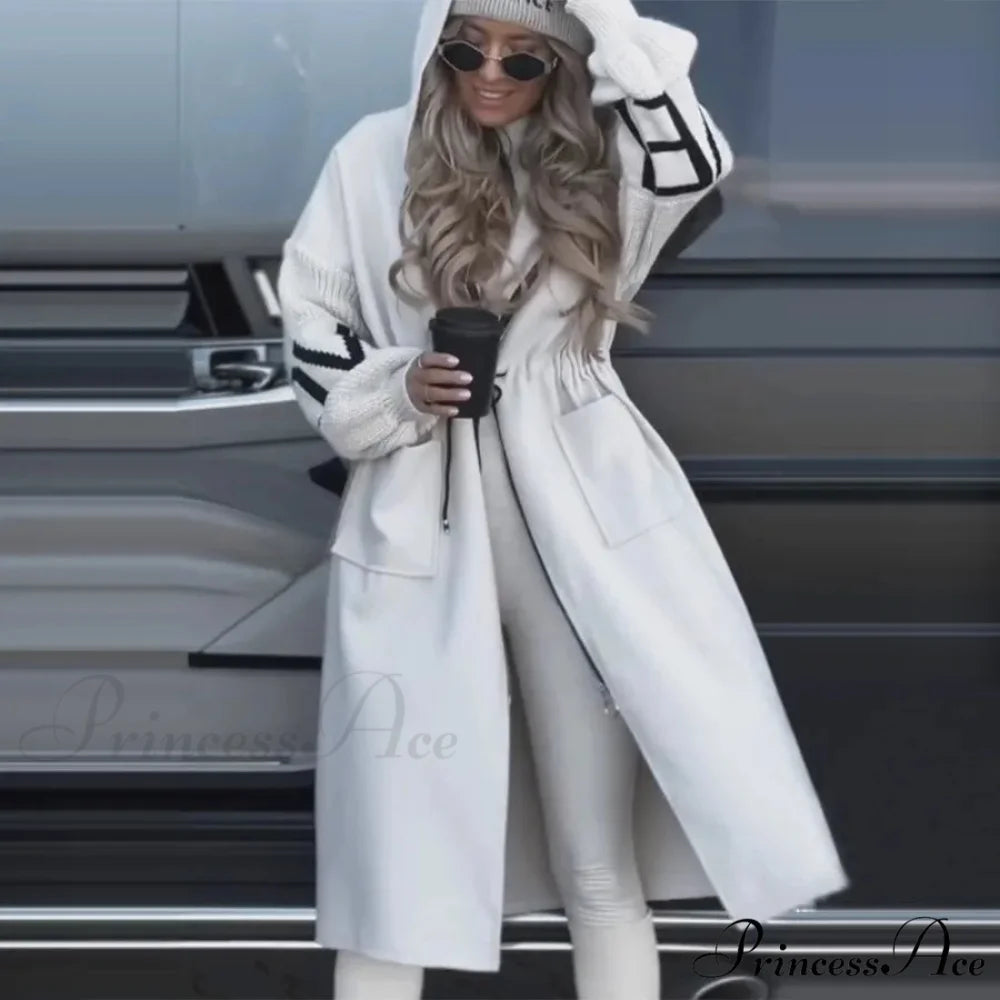 Informal Lengthy Patchwork Lace-Up Overcoat WHITE / S overcoats-241228