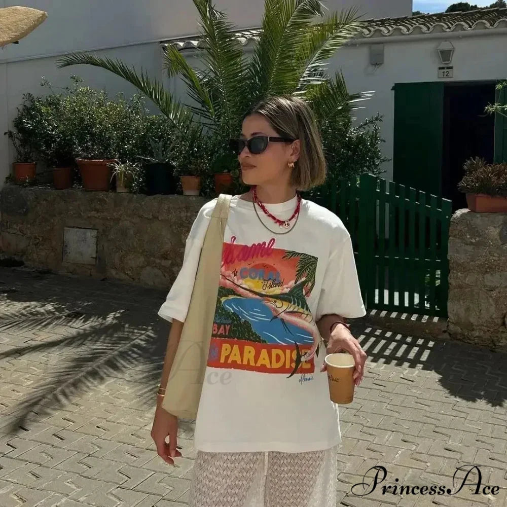 Informal Lotus Peepers Graphic T-shirt white1 / S t-shirt-250223