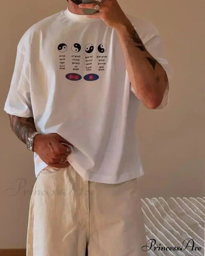 Informal Lotus Peepers Graphic T-shirt white4 / S t-shirt-250223