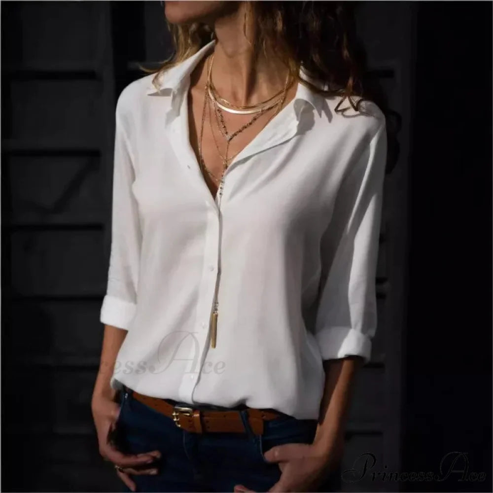 Informal Monochromatic Extended Sleeve Button Blouse blouse-250126