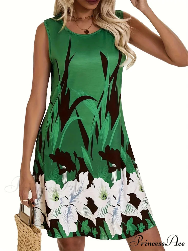 Informal Retro Bohemian Flower Pattern Summer Bodycon Flower Dress color10 / S oldfloraldress-250126