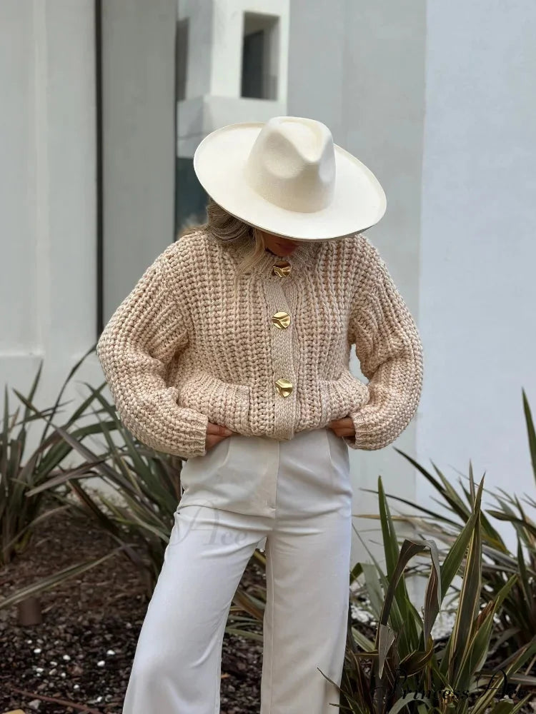 Informal Round Neck Lengthy Sleeve Pocket Cardigan cardiagn-250126