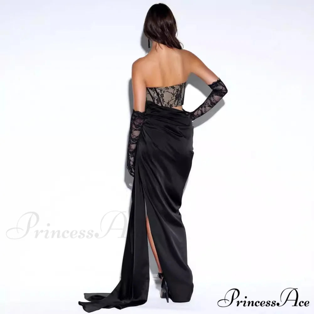 Informal Seductive Ebony Strapless Bandage Prom Gown black / XS promdress-250223