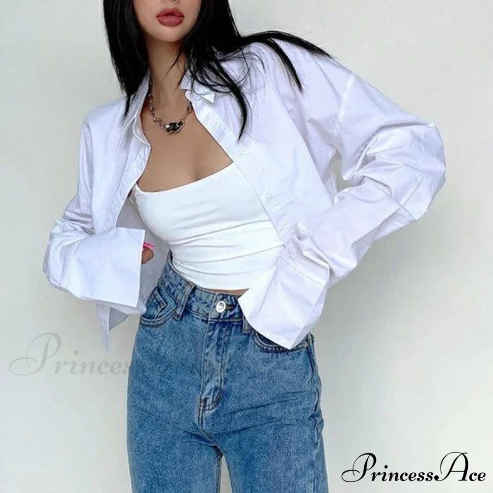 Informal Solitary Buttoned Fold Over Collar Short Sleeve Top blouse-250126