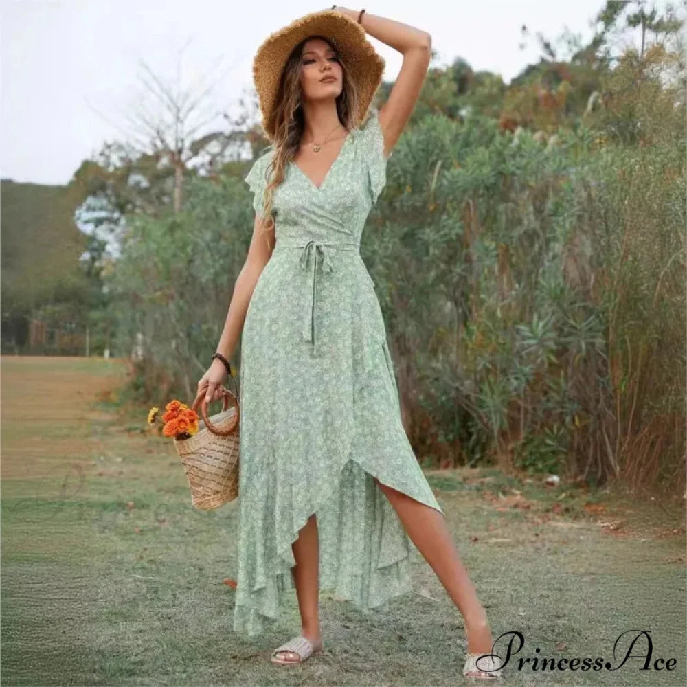 Informal Tailored Flower Pattern Dress oldfloraldress-250126