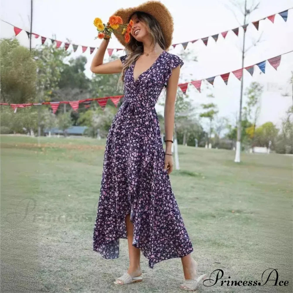 Informal Tailored Flower Pattern Dress oldfloraldress-250126