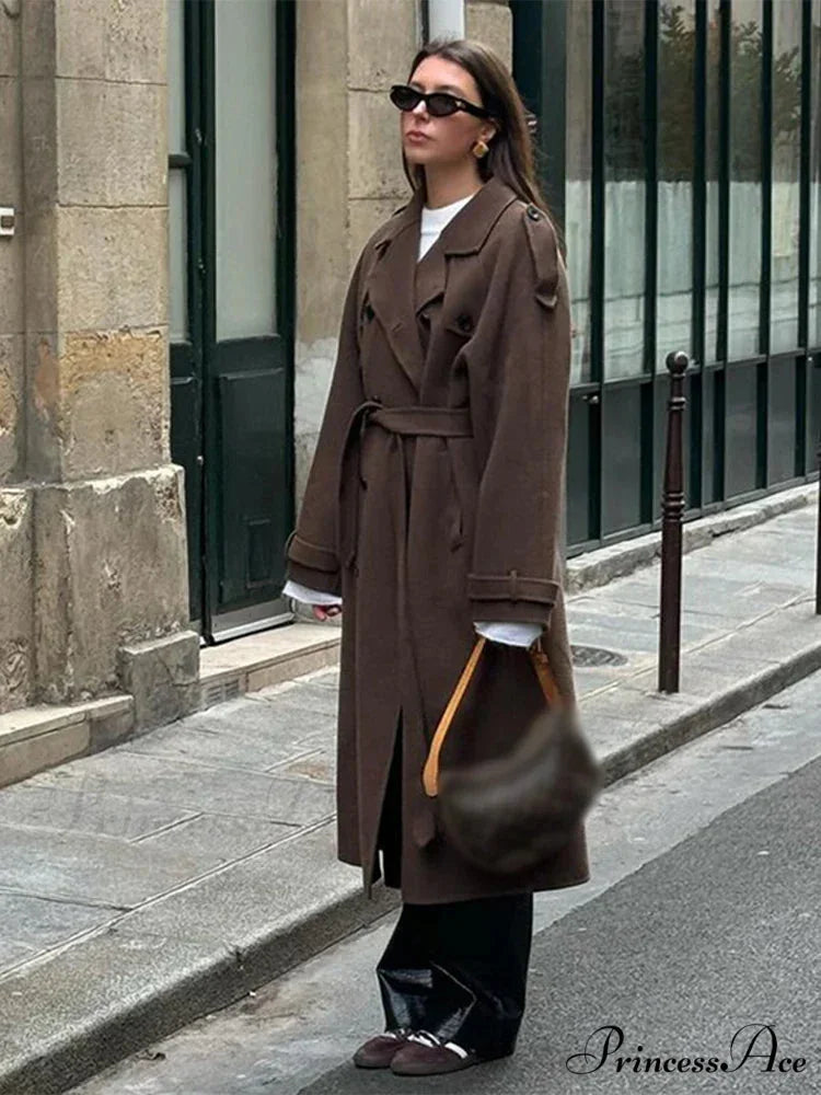 Informal Turn-Away Collar Dual-Buttoned Overcoat overcoats-241228