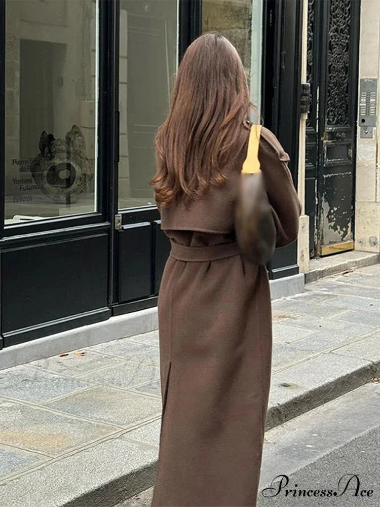 Informal Turn-Away Collar Dual-Buttoned Overcoat overcoats-241228