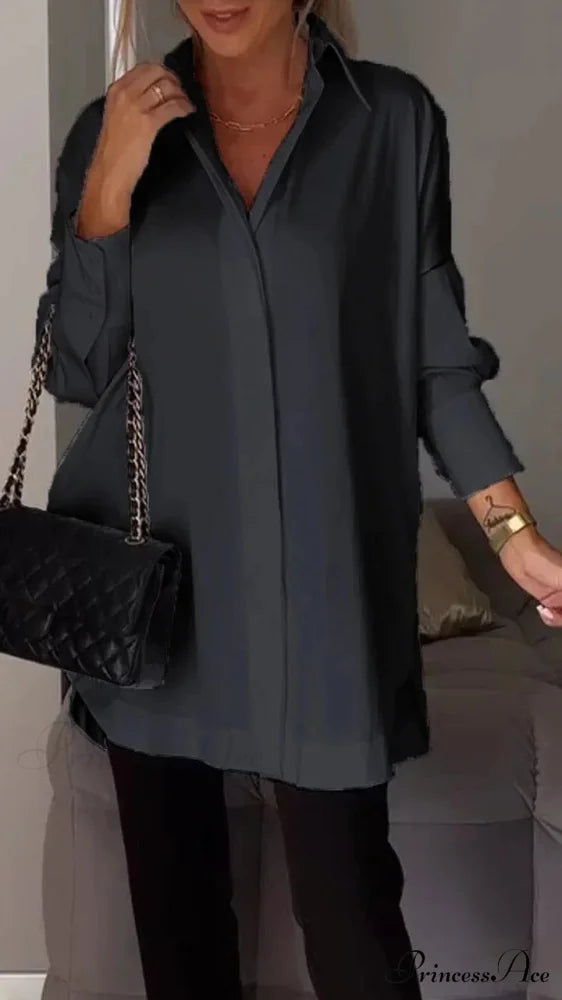 Informal Unpredictable Pullover Extended Sleeve Blouse Black / S blouse-250126