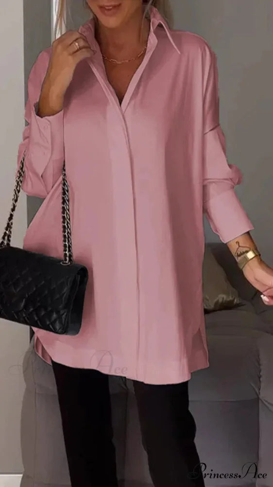 Informal Unpredictable Pullover Extended Sleeve Blouse Pink / S blouse-250126