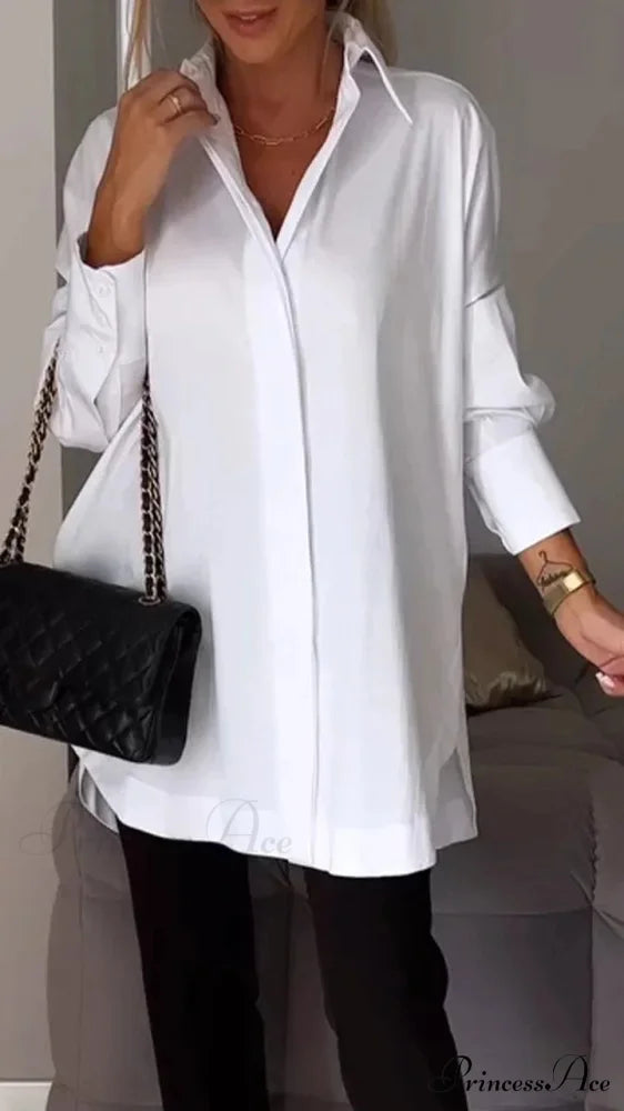 Informal Unpredictable Pullover Extended Sleeve Blouse WHITE / S blouse-250126