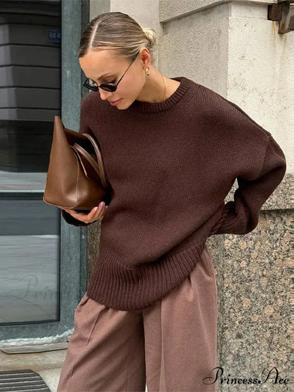 Informal Vintage Extended Sleeve Jumper swraters-241228