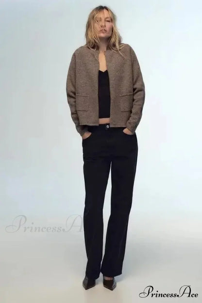 Informal Wool Extended Sleeve Cardigan cardigans-241228