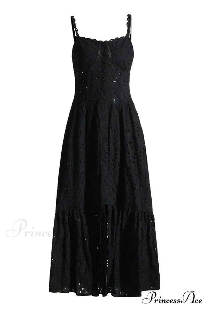 Irene Printed Stylish Maxi Dress S / Black