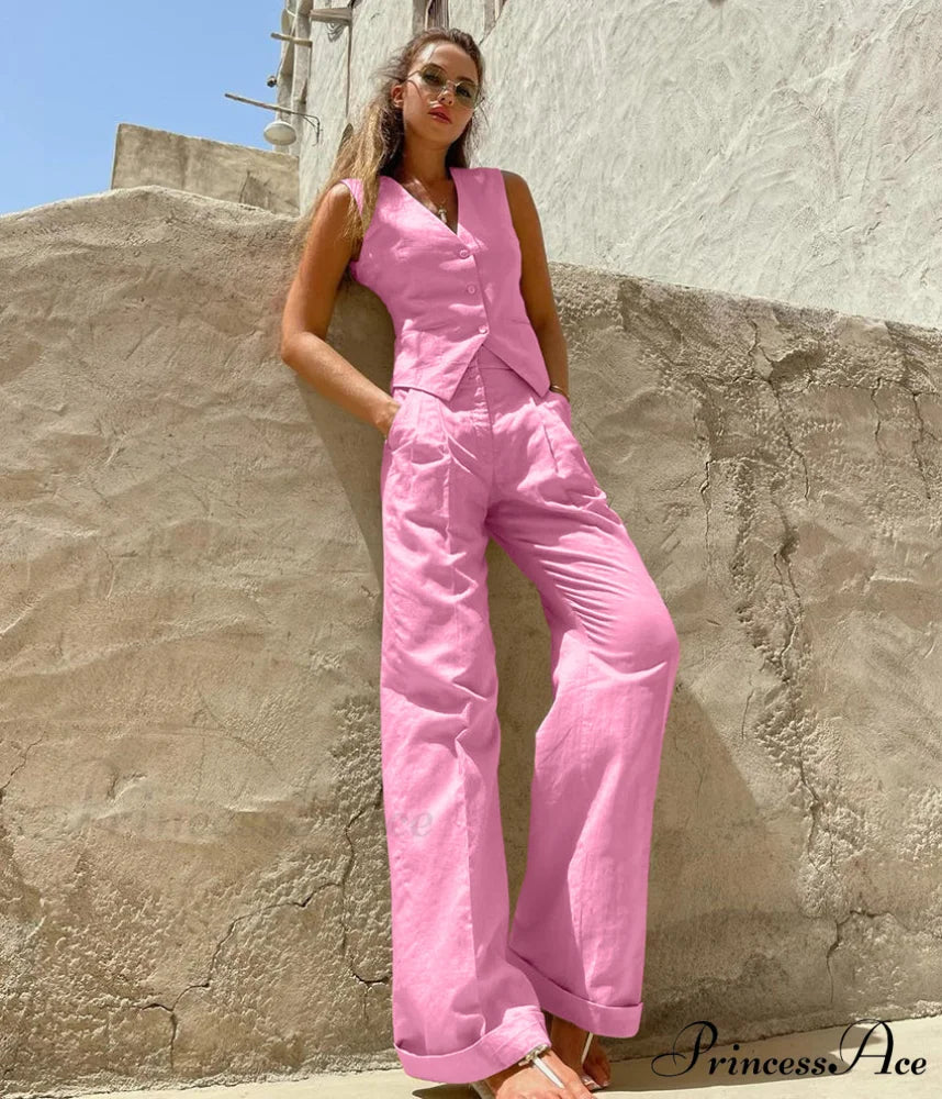 IRENE TWO Stylish PIECE SET Pink / S