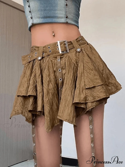 Irregular Belt Graceful Waist Mini Dress