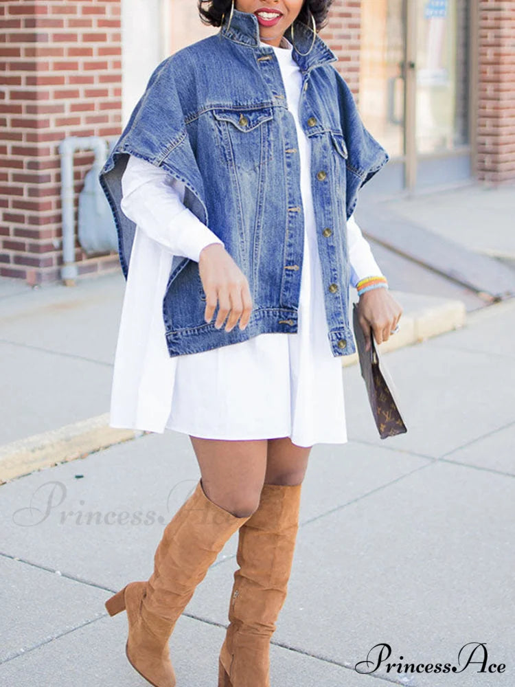 Irregular Buckle Graceful Belted Mini Skirt Blue / S