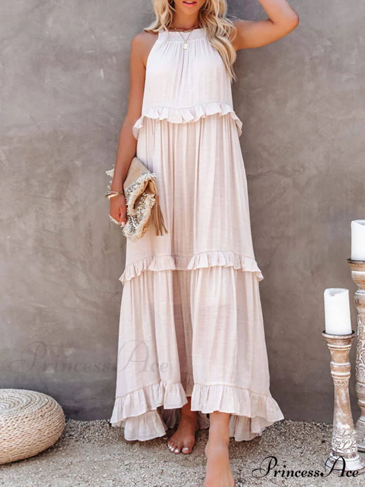 Irregular Cake Stylish Sleeveless Maxi Dress