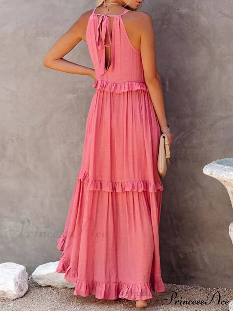 Irregular Cake Stylish Sleeveless Maxi Dress