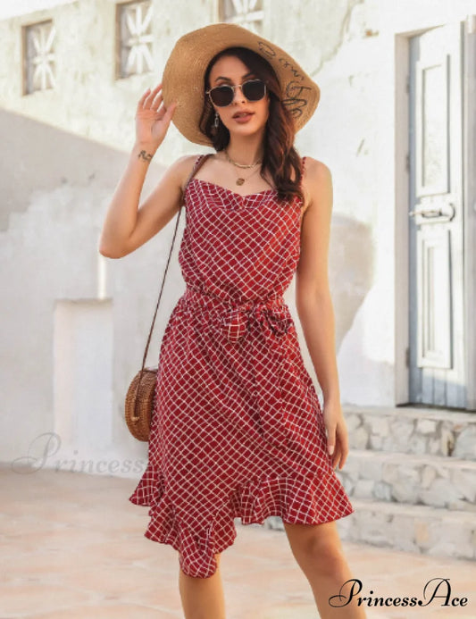 Irregular Dress with Strap Stripe S / green