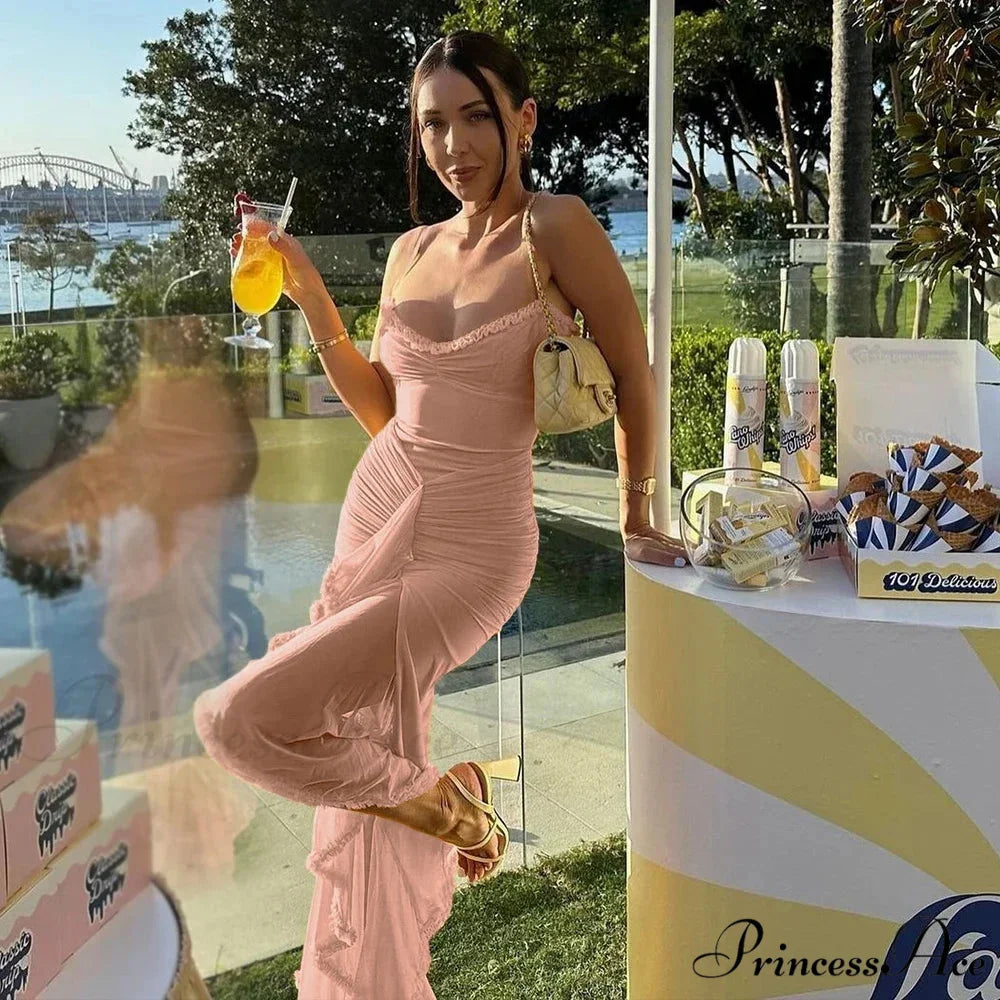 Irregular Frilly Vacation Dress Pink / XS vacationdress-250223