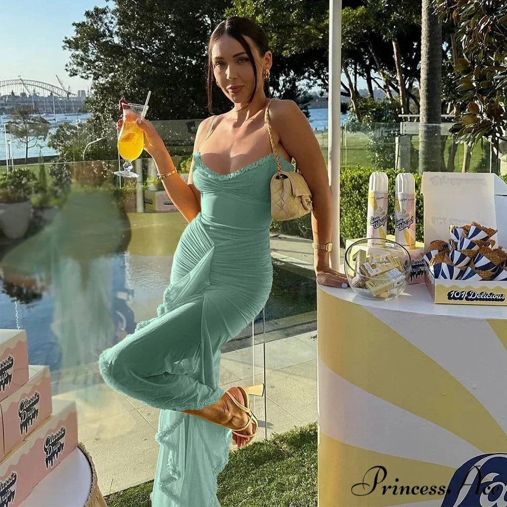 Irregular Frilly Vacation Dress SKY BLUE / XS vacationdress-250223