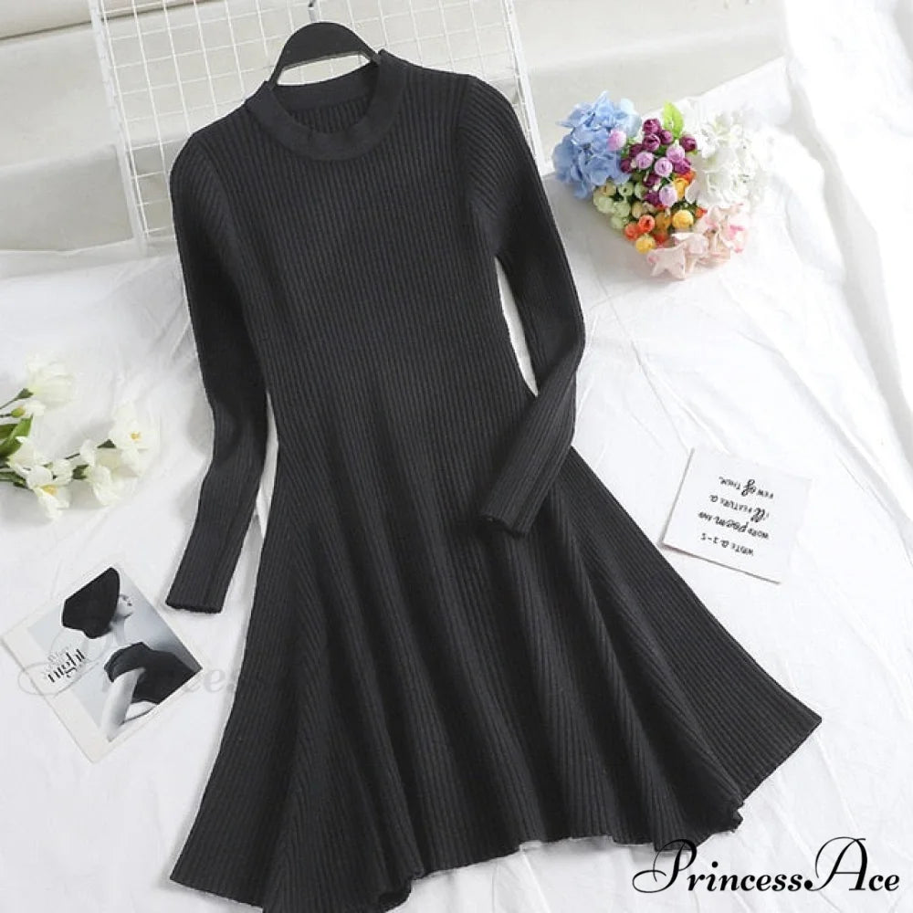 Irregular Hem Casual Dress black / One Size
