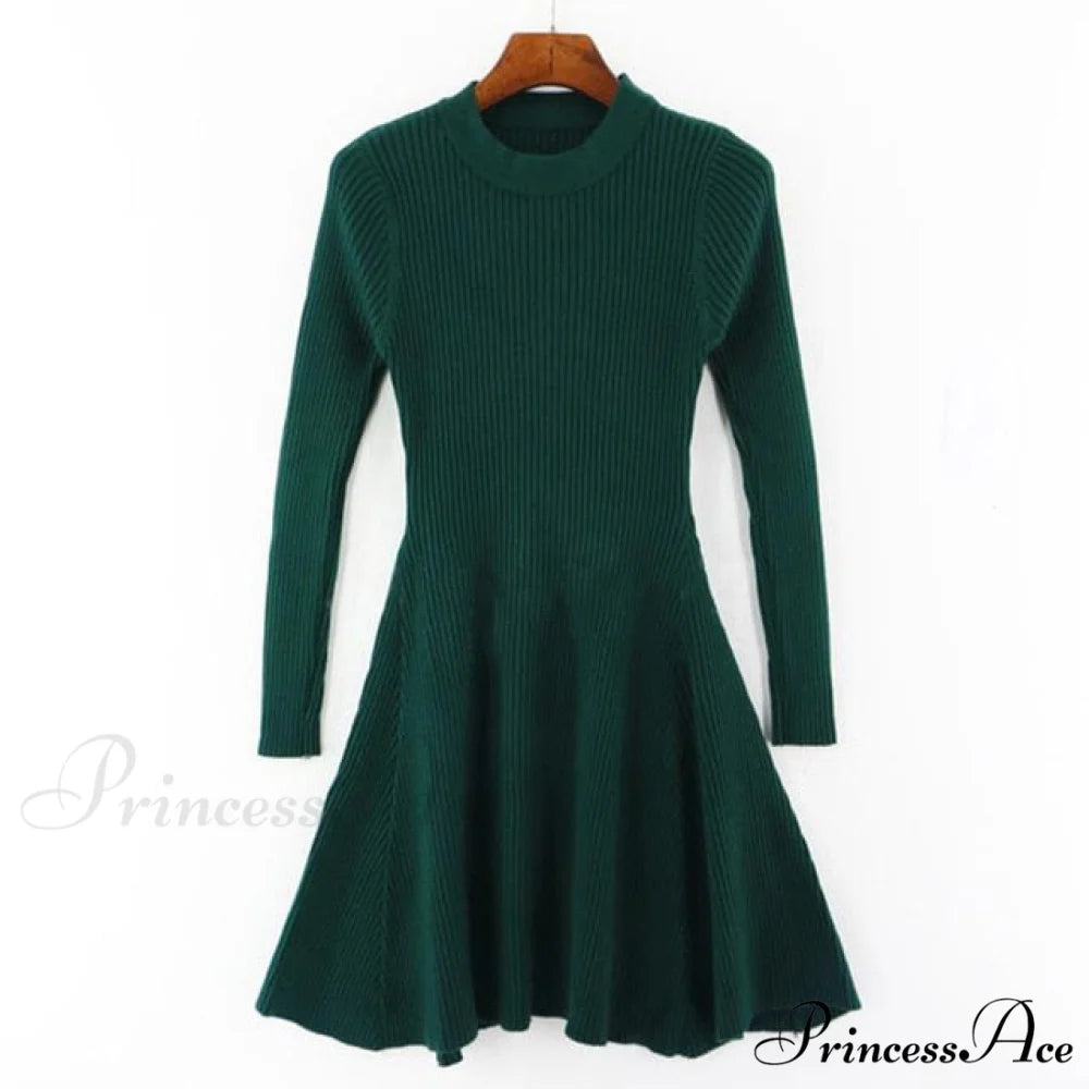Irregular Hem Casual Dress Dark Green / One Size