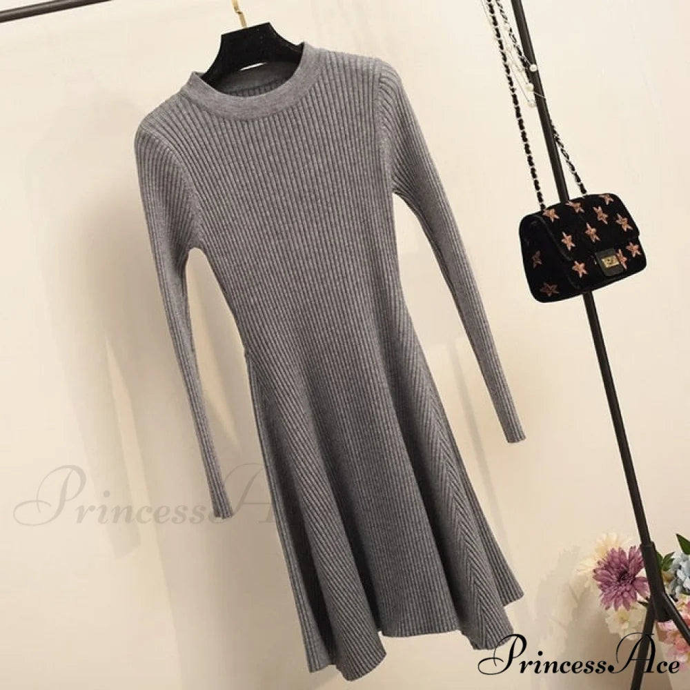 Irregular Hem Casual Dress gray / One Size