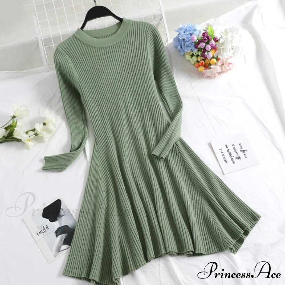 Irregular Hem Casual Dress Light Green / One Size