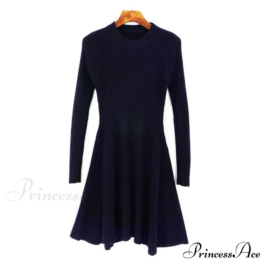 Irregular Hem Casual Dress Navy Blue / One Size